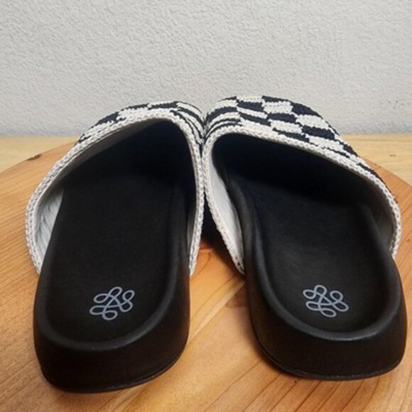 The Sak Slide Sandals Shoes Womens Size 10 Black White Crochet Woven Platform - Picture 3 of 12
